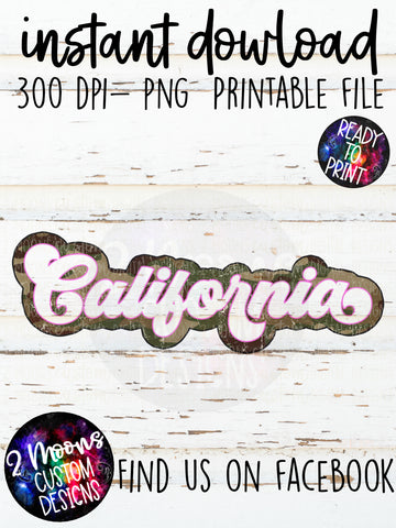 California- Camo Outline Retro State