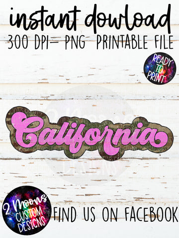 California- Camo + Pink Retro State