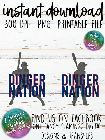 Dingers Nation- Bundle With Youth and Teenage Silhoutte- Baseball Design