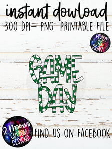 Green Game Day Design- Handlettered- Doodle Design