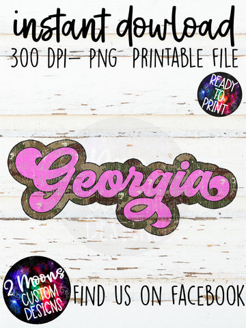 Georgia- Camo + Pink Retro State