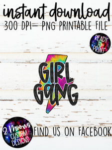 Girl Gang- tie Dye Lightning Bolt
