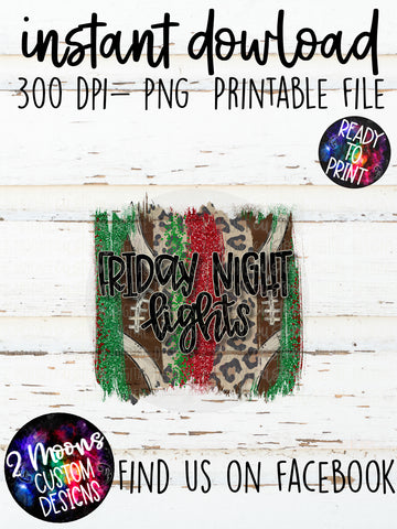 Friday Night Lights- Green & Red- Football Brushstroke Design