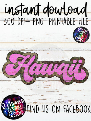 Hawaii- Camo + Pink Retro State