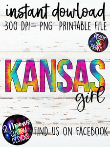 Kansas Girl- Tie-Dye State
