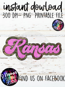 Kansas- Camo + Pink Retro State