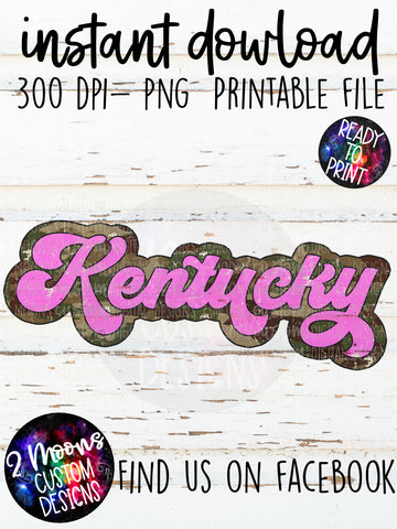 Kentucky- Camo + Pink Retro State