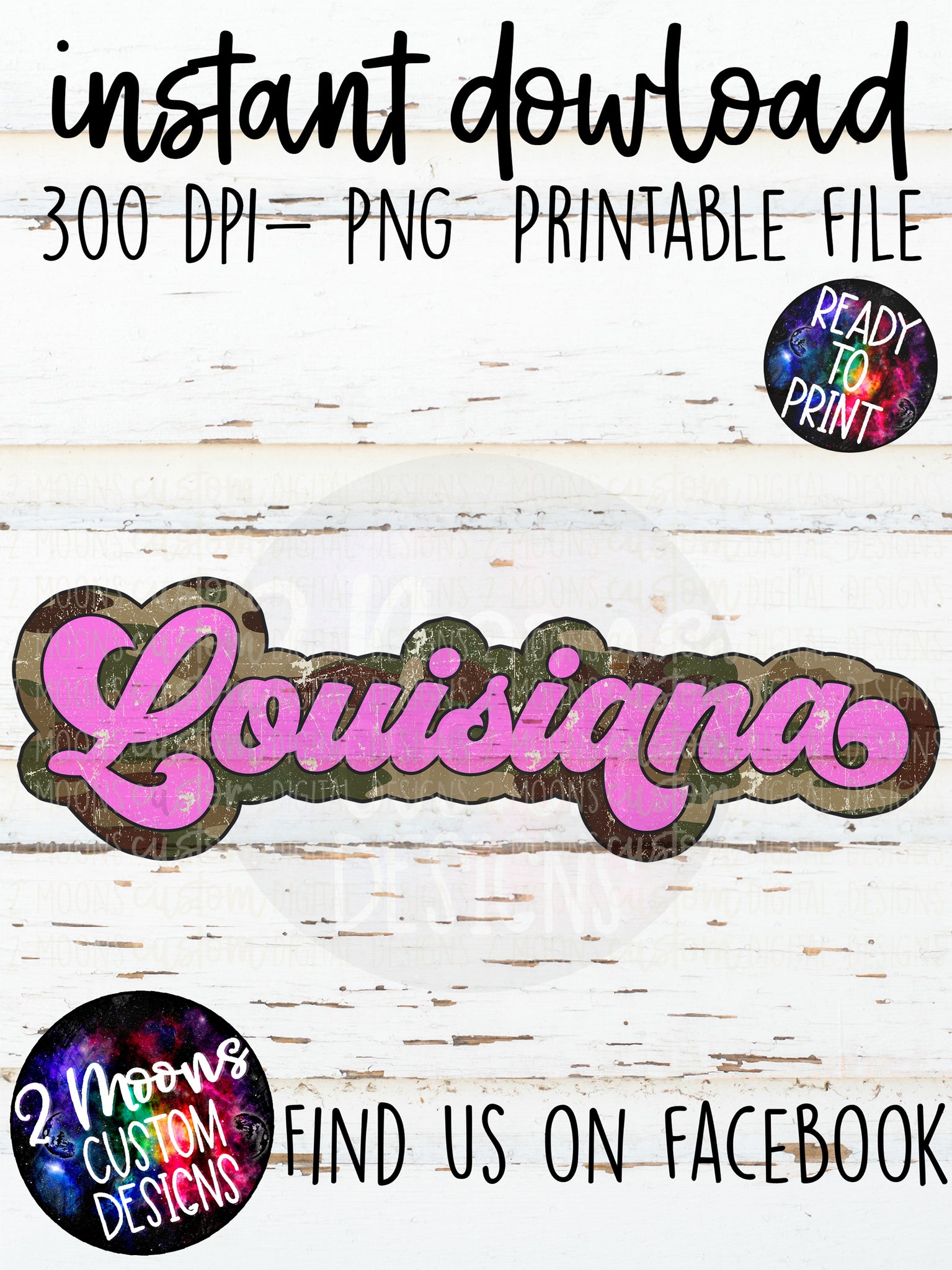 Louisiana- Camo + Pink Retro State