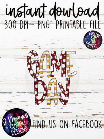 Maroon & Gold Game Day Design- Handlettered- Doodle Design