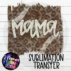 Mama- Football Leopard Grunge Pattern- Sublimation Transfer