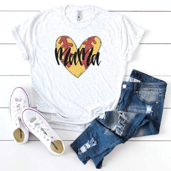 Mama-Softball Heart-Doodle Design- Hand Lettered