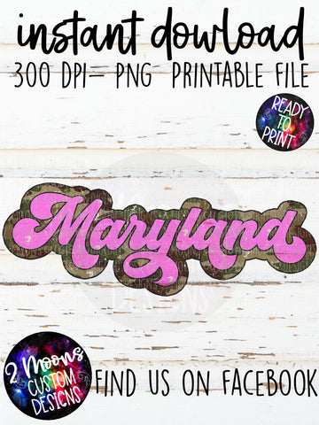 Maryland- Camo + Pink Retro State