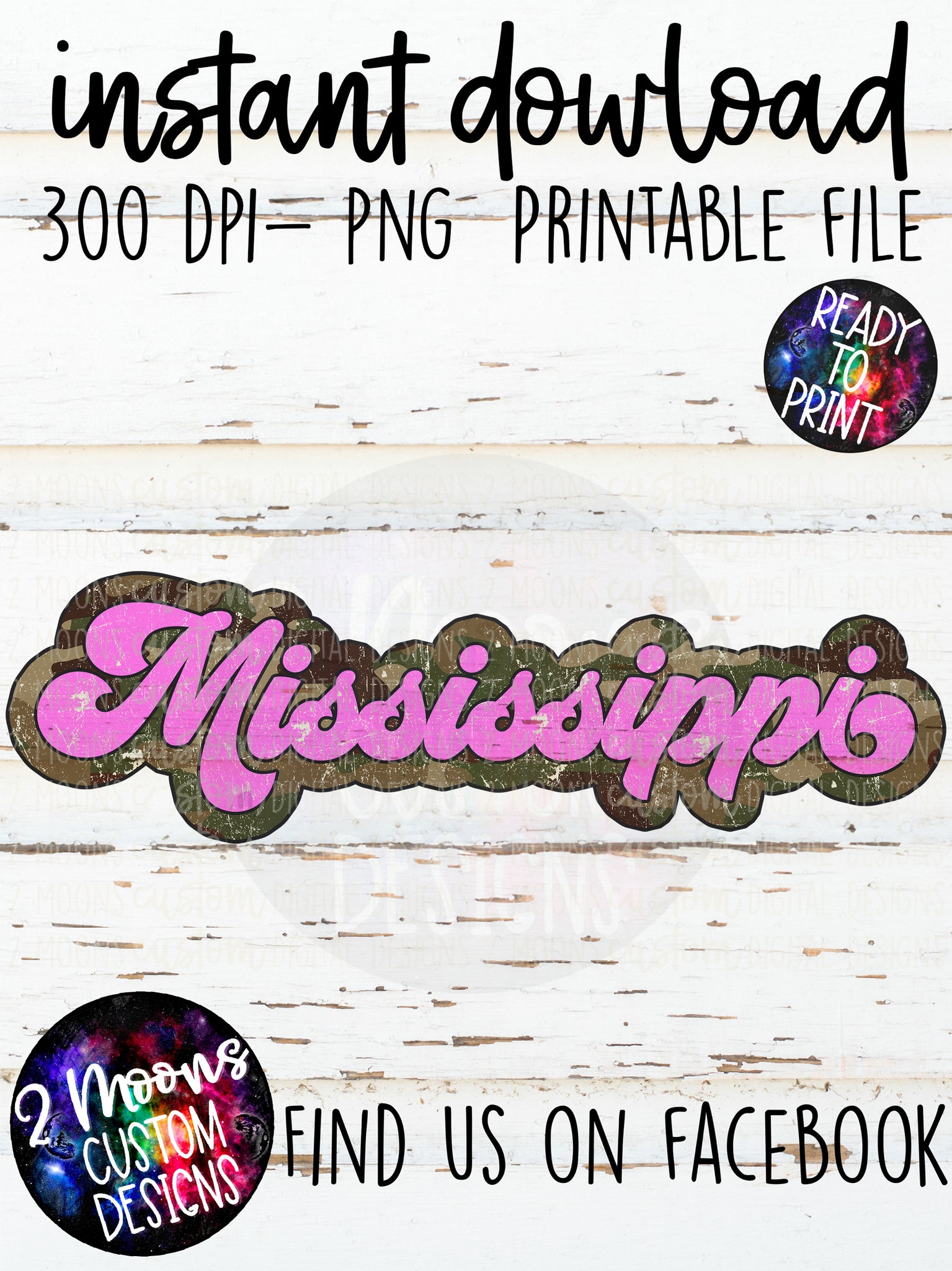 Mississippi- Camo + Pink Retro State