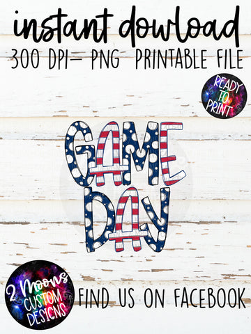 Navy & Red Game Day Design- Handlettered- Doodle Design