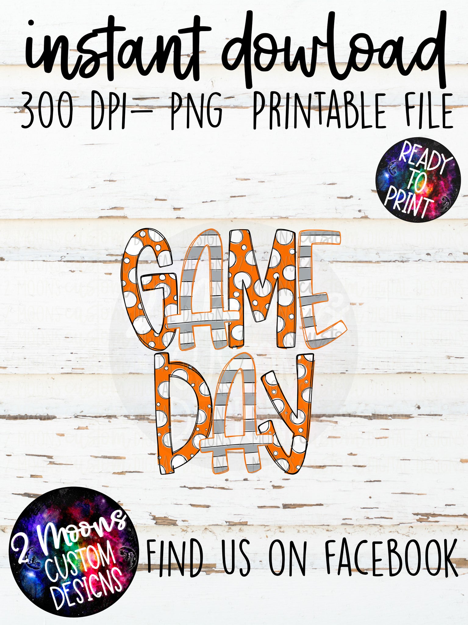Orange & Gray Game Day Design- Handlettered- Doodle Design