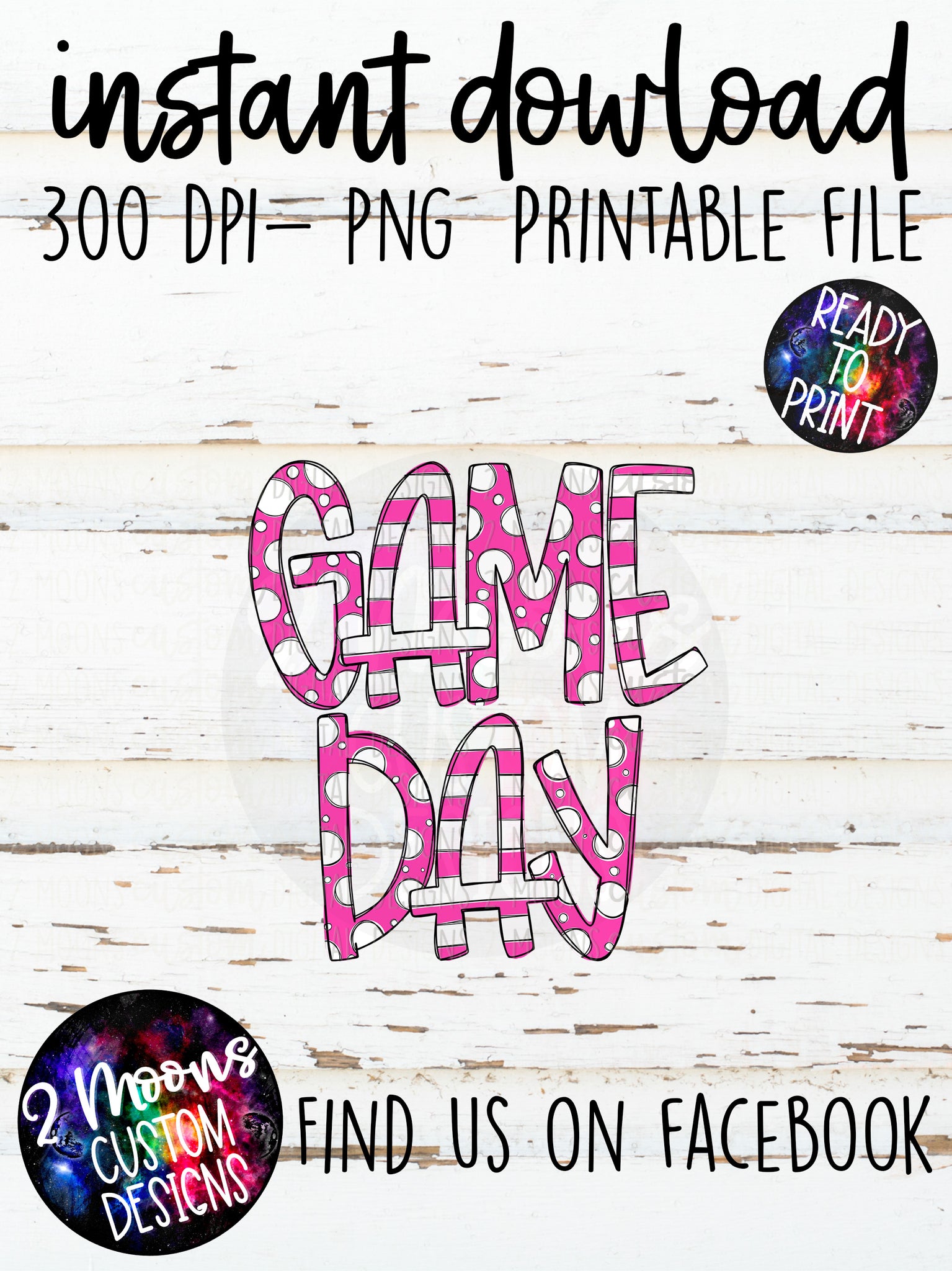 Pink Game Day Design- Handlettered- Doodle Design