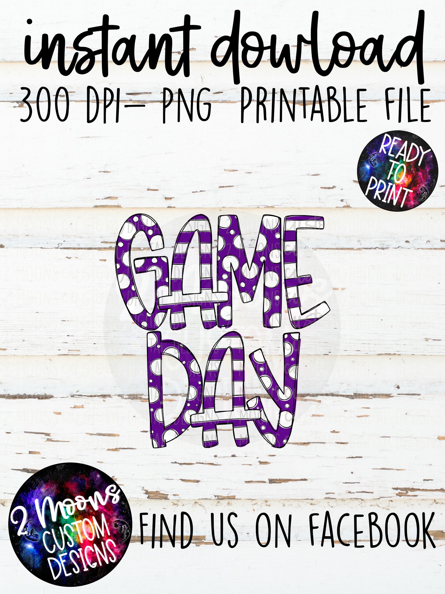 Purple Game Day Design- Handlettered- Doodle Design