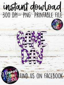 Purple & Black Game Day Design- Handlettered- Doodle Design