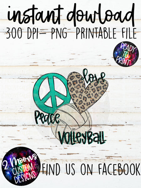 Peace Love Volleyball- Doodle Design
