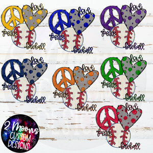 Peace Love Baseball- Bundle - Doodle Design-Hand Lettered- Baseball Design