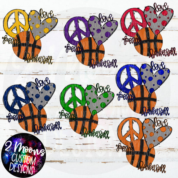 Peace Love Basketball- Bundle - Doodle Design- Hand Lettered