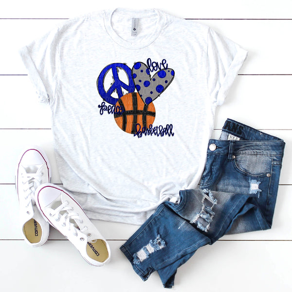 Peace Love Basketball- Doodle Design- Hand Lettered