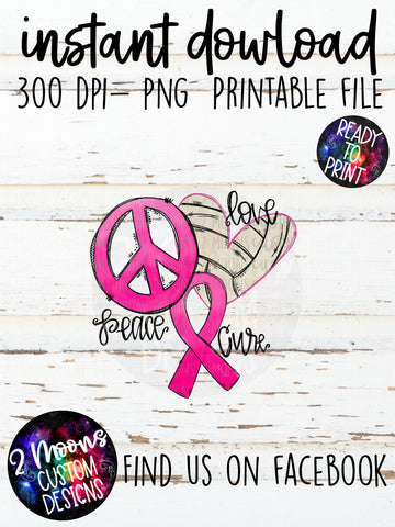Peace Love Cure- Breast Cancer- Volleyball