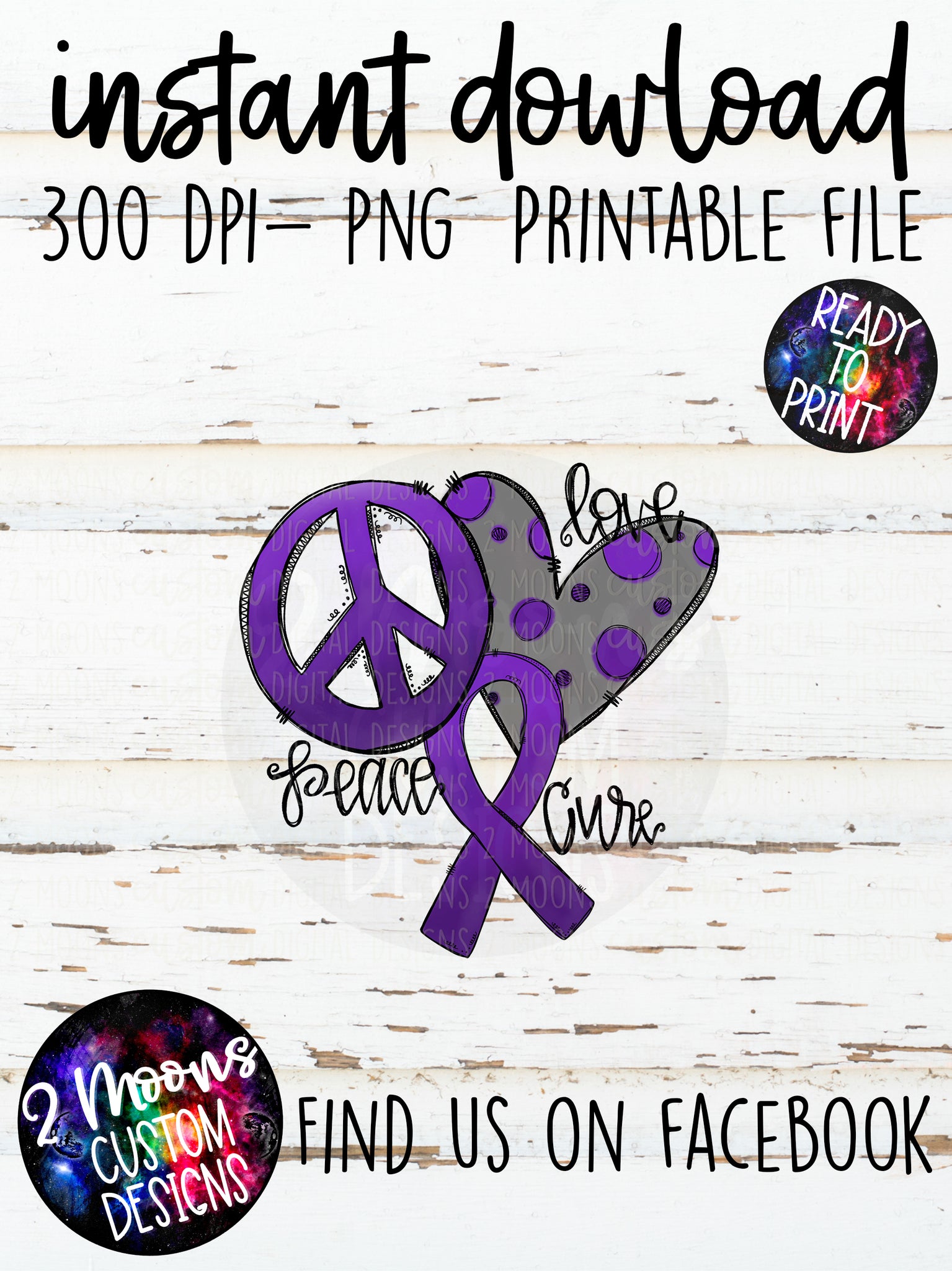 Peace Love Cure- Purple