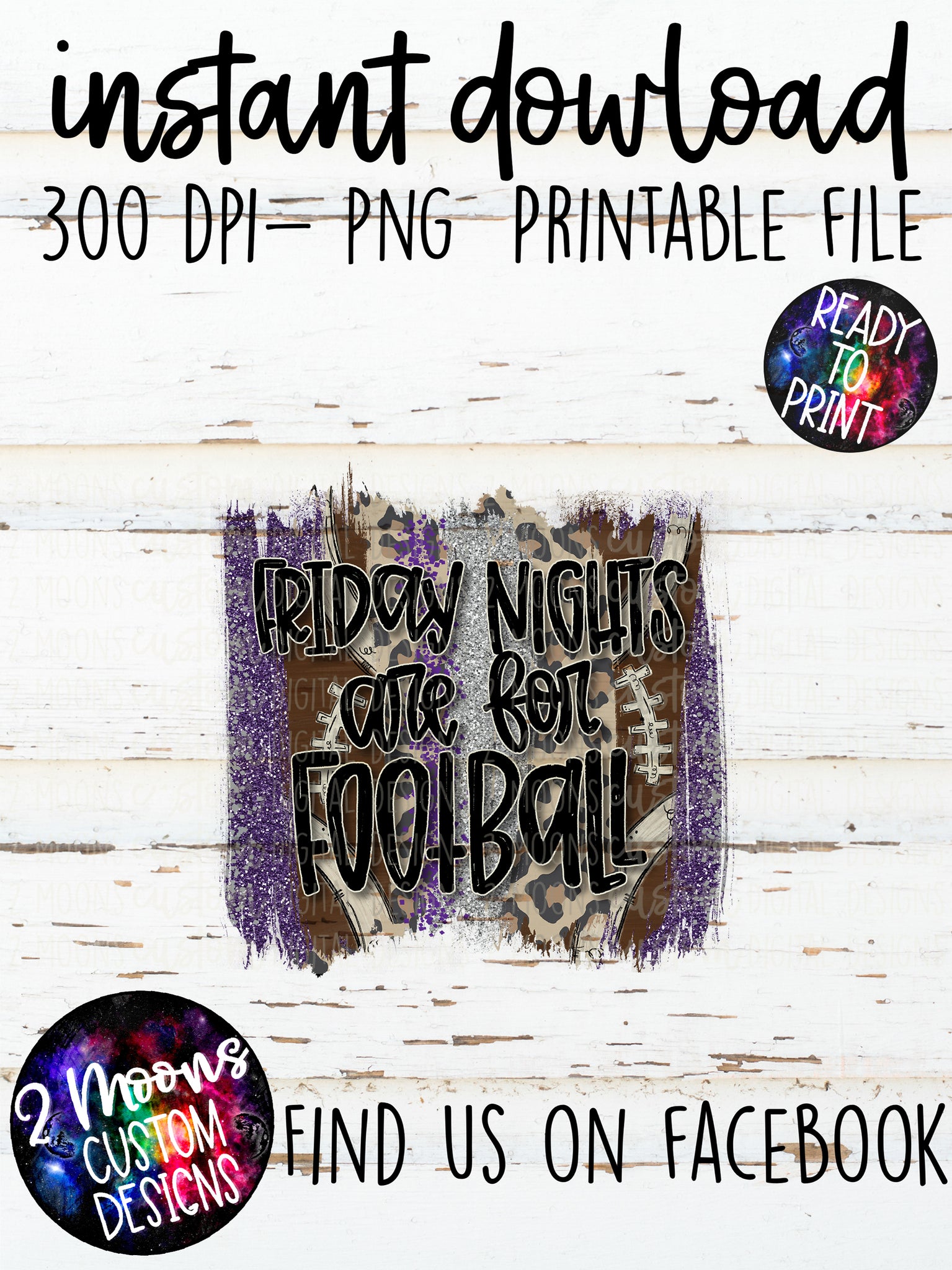 Friday Nights are for Football- Purple & Gray- Football Brushstroke Design