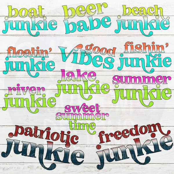 Summer Junkie Bundle- 12 words; 3 color scheme & single color