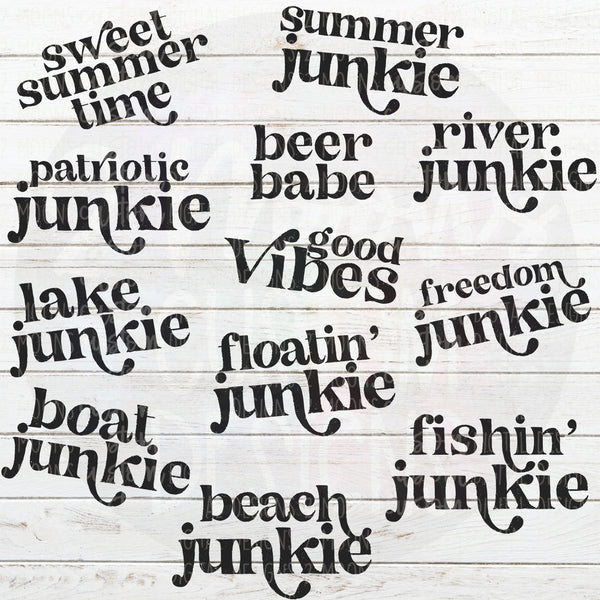 Summer Junkie Bundle- 12 words; 3 color scheme & single color