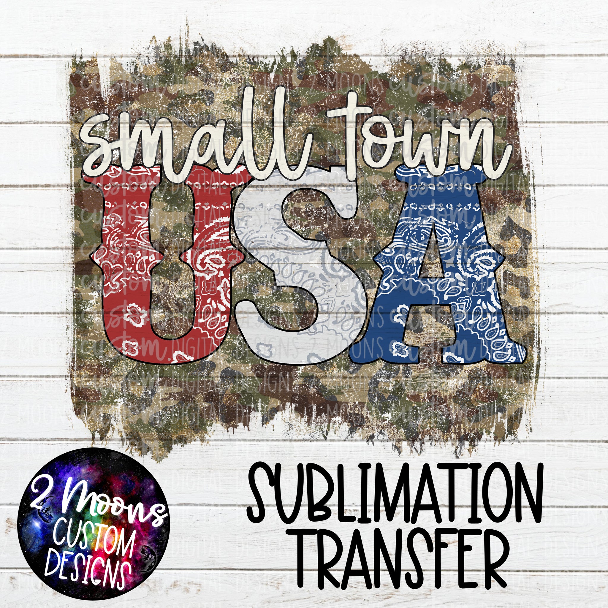 Small Town USA- Bandana Letters- Sublimation Transfer