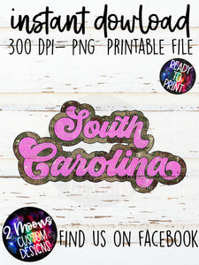 South Carolina- Camo + Pink Retro State