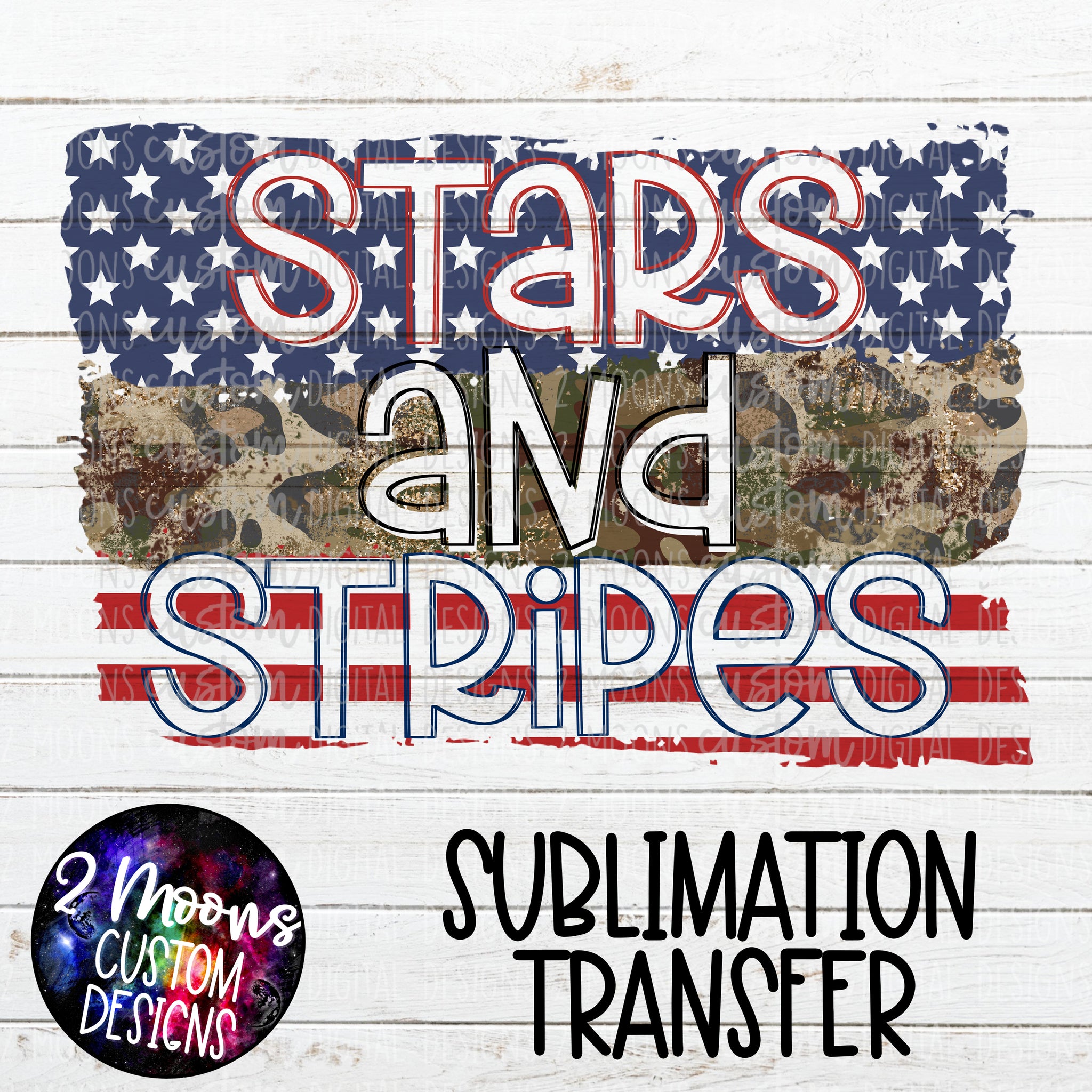Stars & Stripes- Horizontal Brushstroke- Sublimation Transfer