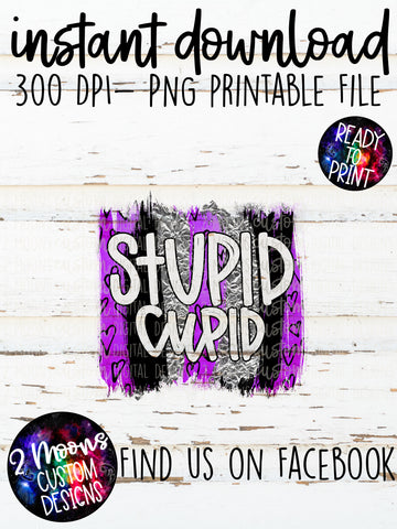 Stupid Cupid- Purple Hearts brushstroke