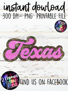 Texas- Camo + Pink Retro State