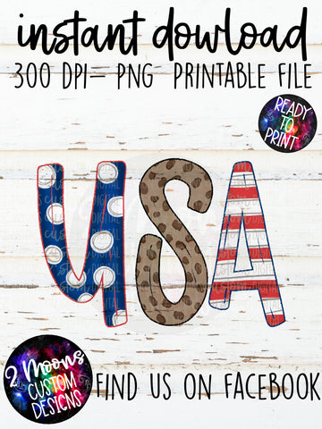 USA Doodle- Patriotic Design- Handlettered