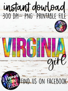 Virginia Girl- Tie-Dye State