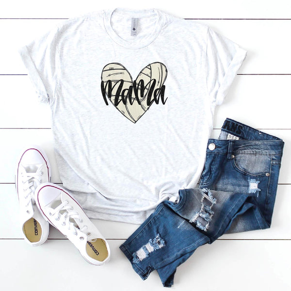 Mama Volleyball Heart- Doodle Design- Hand Lettered